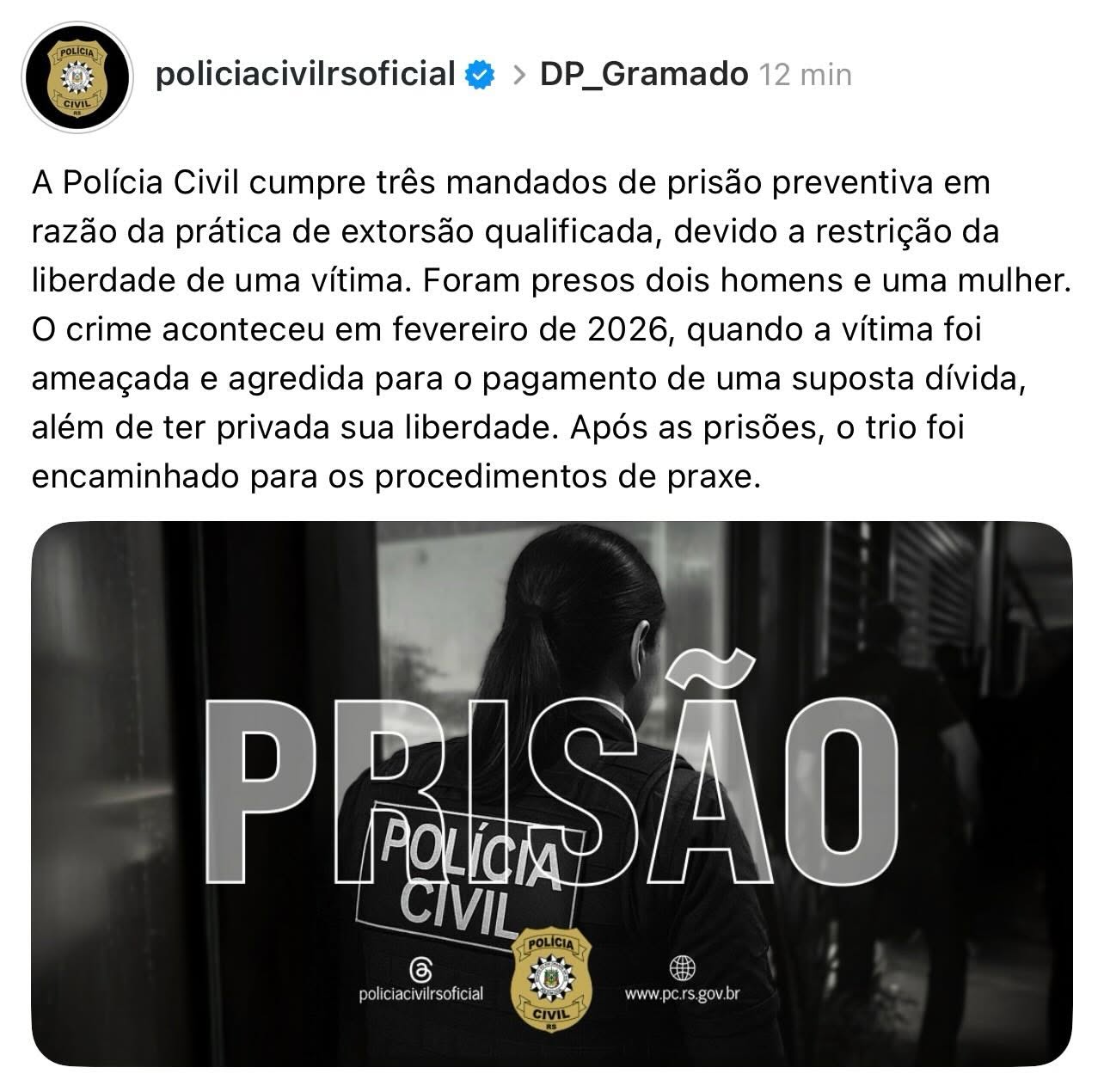  POLÍCIA CIVIL PRENDE TRÊS INVESTIGADOS POR EXTORSÃO EM GRA…