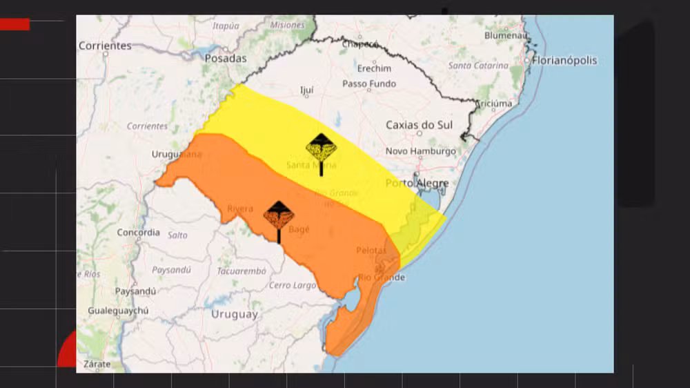  Temporais com granizo e ventos acima de 90 km/h devem atin…